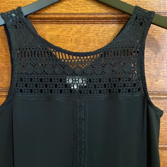 Cute black summer dress with pockets (cotton blend) with crochet trim. - Picture 2 of 5